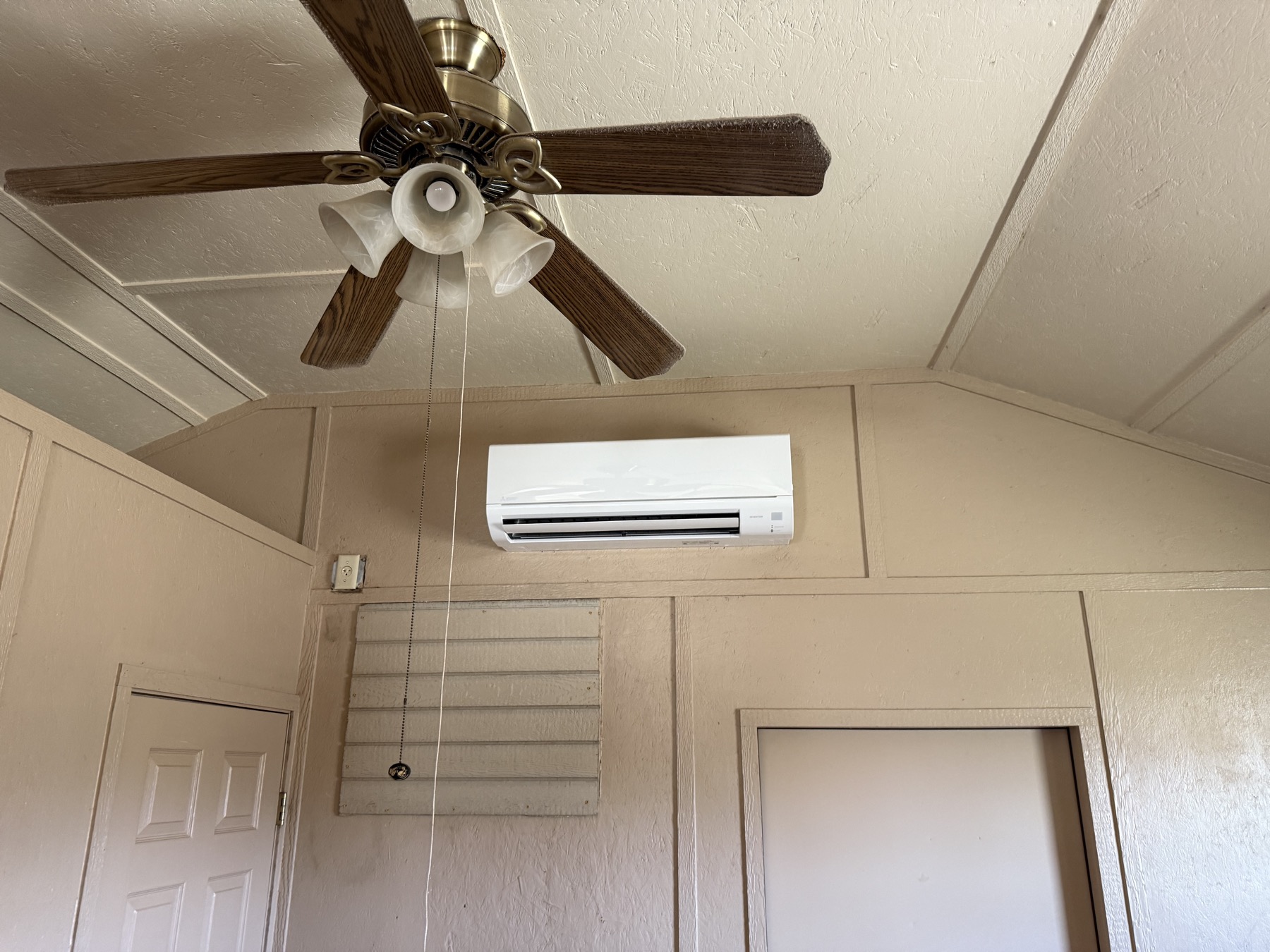 Mini split head installed in a vaulted room of a York area home by EZ Heating and Cooling